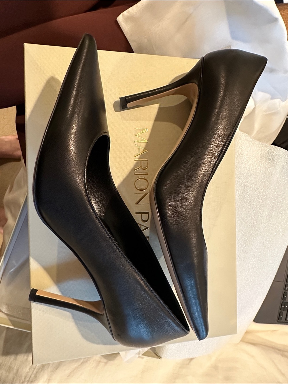 Black classic Pump 85 Napa Leather Pointed Stiletto Heels by Marion Parke 6.5